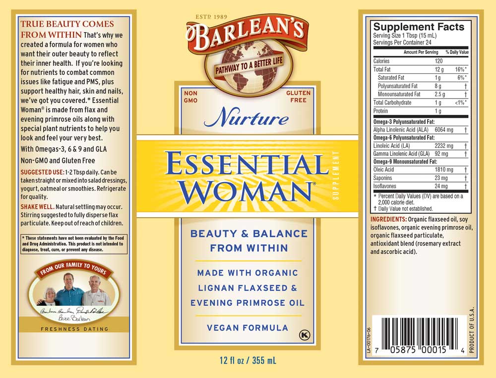 Barlean's Organic Oils Essential Woman Label