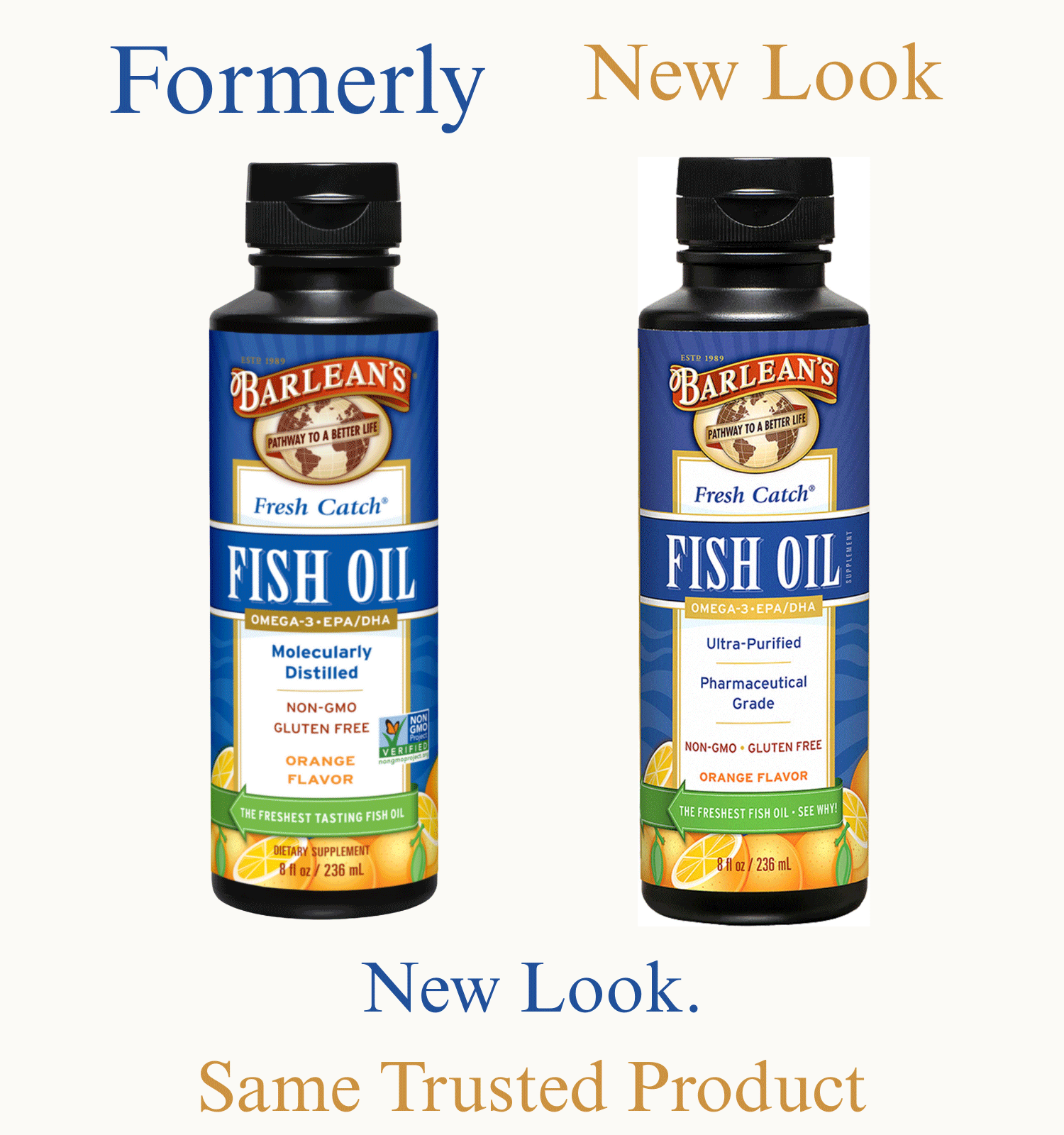 Barlean's Organic Oils Fresh Catch® Orange Flavor Fish Oil New Look