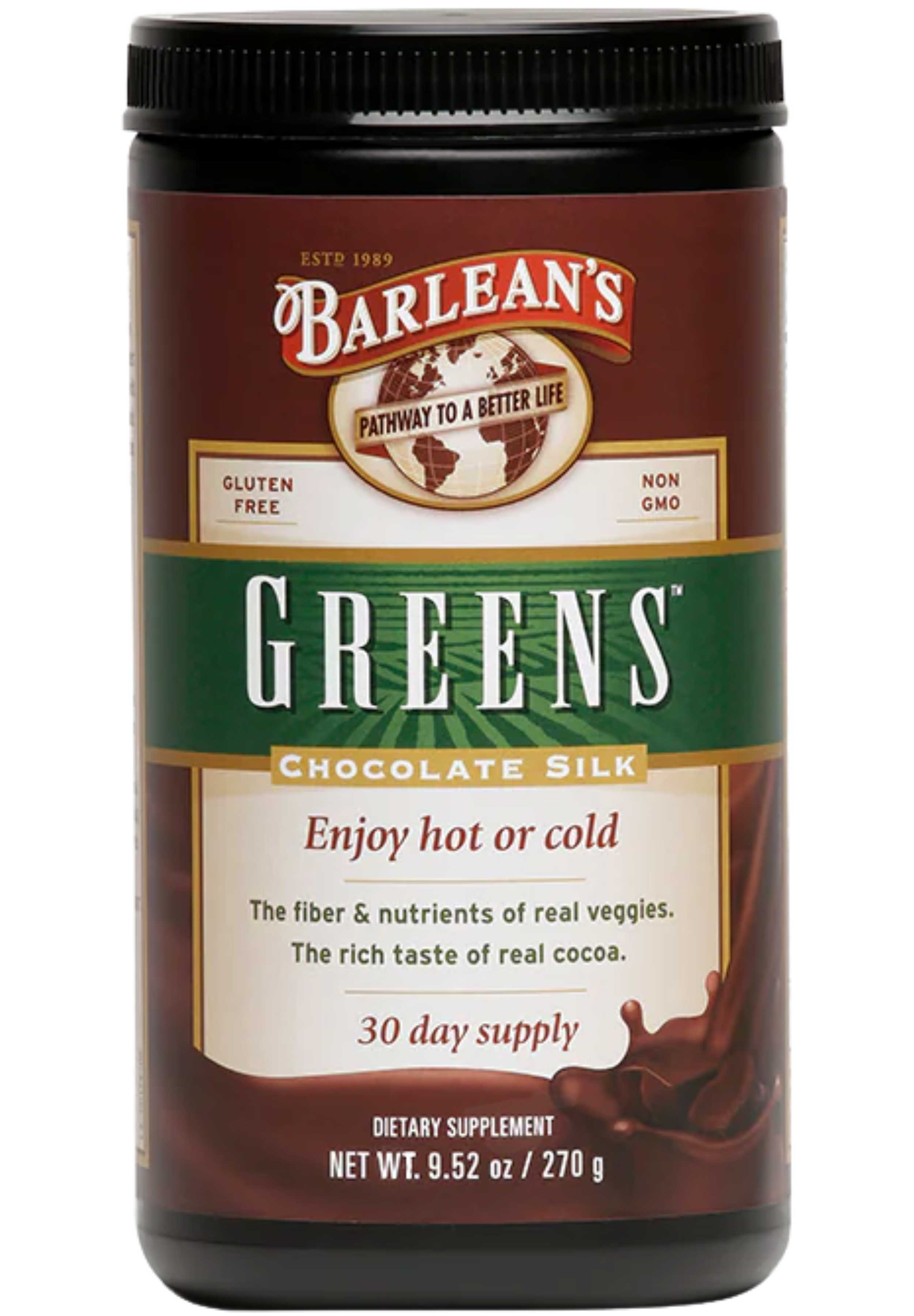 Barlean's Organic Oils Greens Chocolate Silk Powder