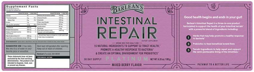 Barlean's Organic Oils Intestinal Repair Mixed Berry Label