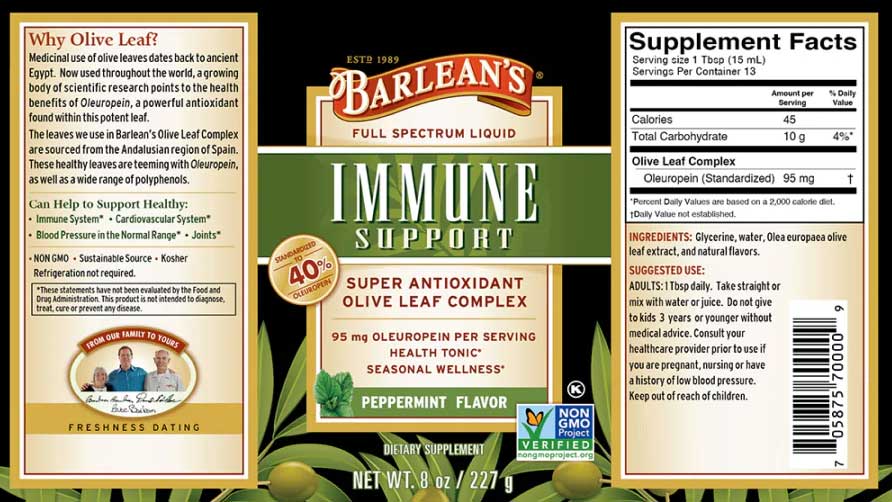 Barlean's Organic Oils Olive Leaf Complex Peppermint