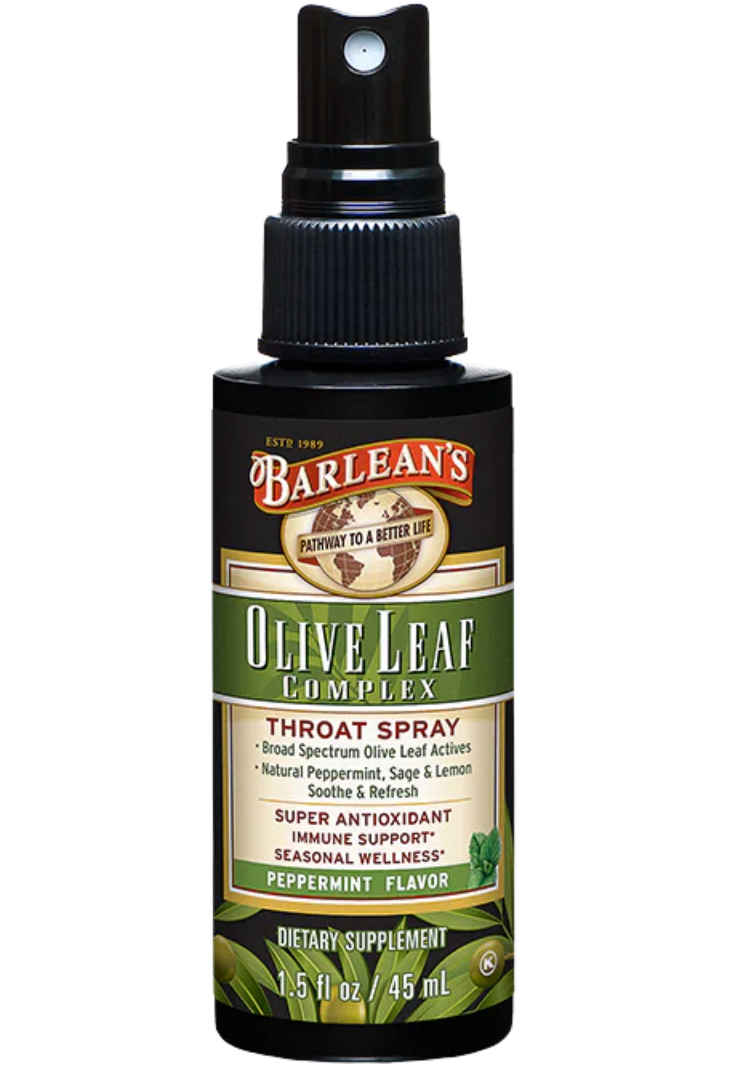 Barlean's Organic Oils Olive Leaf Complex Throat Spray Peppermint