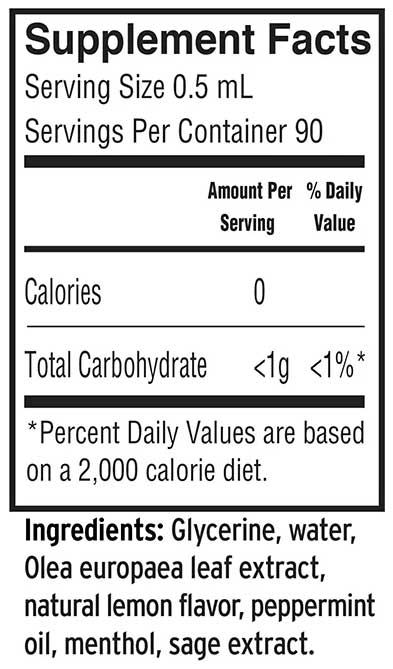Barlean's Organic Oils Olive Leaf Complex Throat Spray Peppermint Ingredients