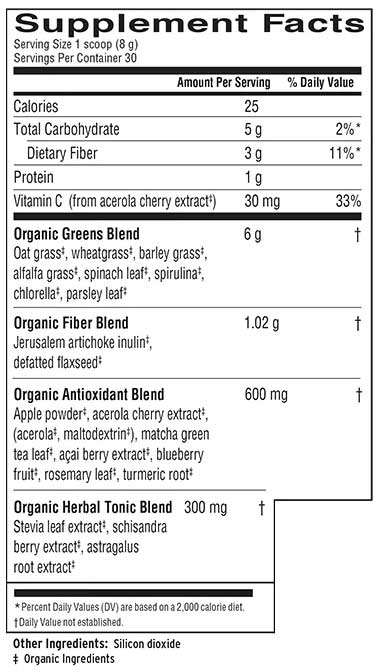 Barlean's Organic Oils Organic Greens™ Powder - Natural Flavor Ingredients