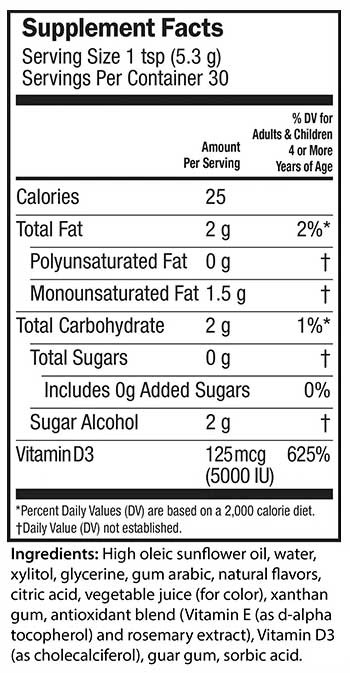 Barlean's Organic Oils Seriously Delicious Liquid Vitamin D3 Strawberry Milkshake Ingredients