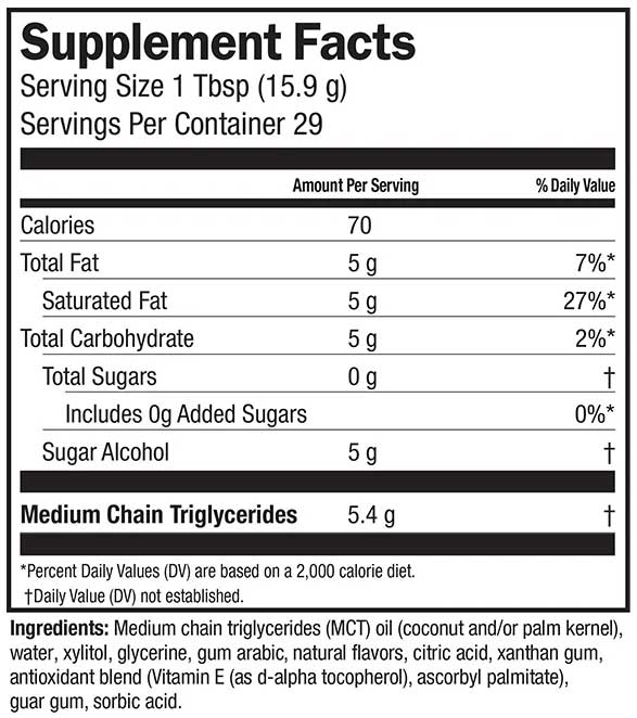 Barlean's Organic Oils Seriously Delicious MCT Oil - Coconut Ingredients