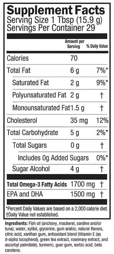 Barlean's Organic Oils Seriously Delicious Omega-3 High Potency Fish Oil Passion Pineapple Smoothie Ingredients