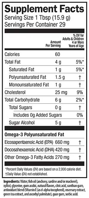 Barlean's Organic Oils Seriously Delicious Omega-3 Fish Oil Piña Colada Ingredients