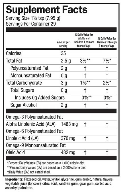 Barlean's Organic Oils Seriously Delicious Omega Pals Sensational Straw-nana Flax Oil Ingredients