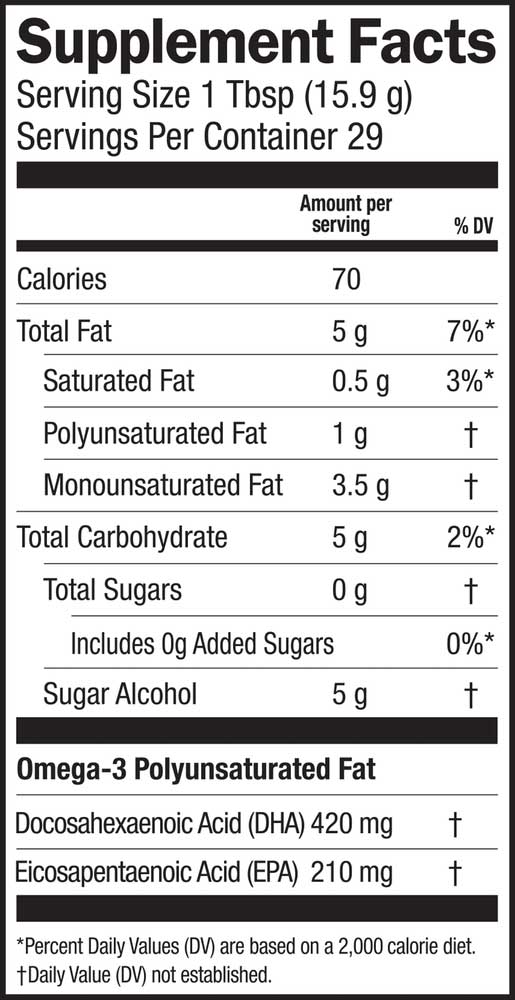 Barlean's Organic Oils Seriuosly Delicious Omega-3 from Algae Oil Ginger Peach Ingredients