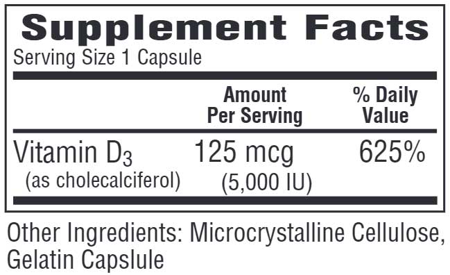 Bio-Tech Pharmacal D3-5 (5000 IU) Ingredients
