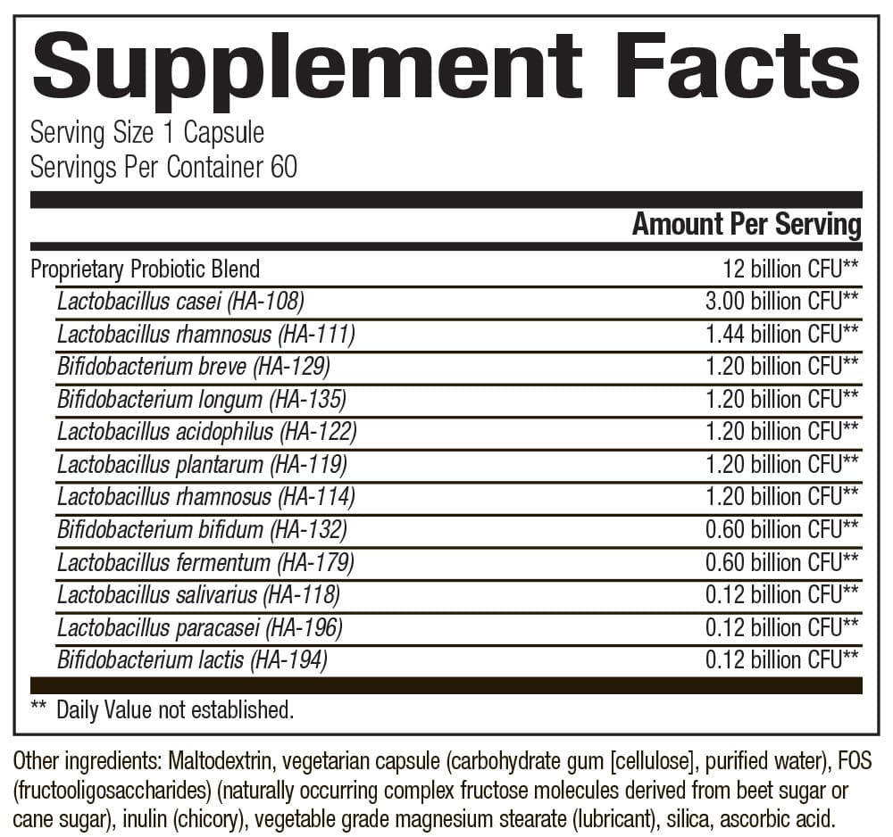 Bioclinic Naturals Probiotic-Pro12 Ingredients