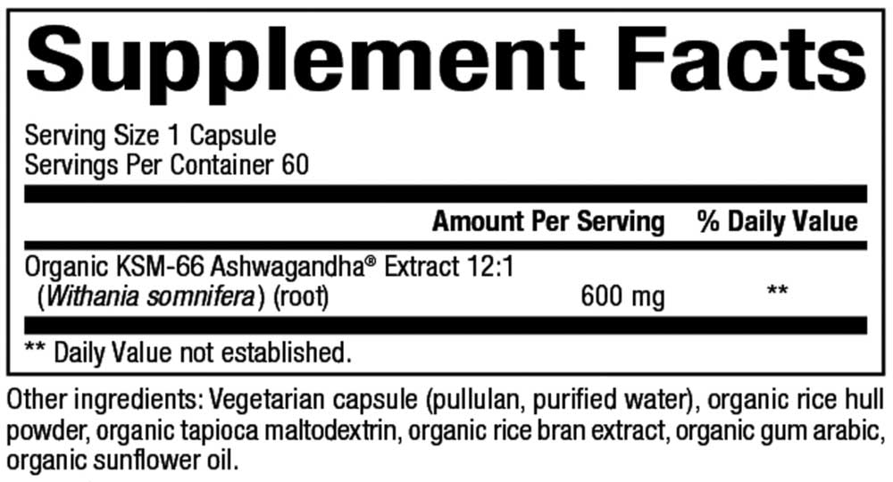Bioclinic Naturals Ashwagandha Ingridients