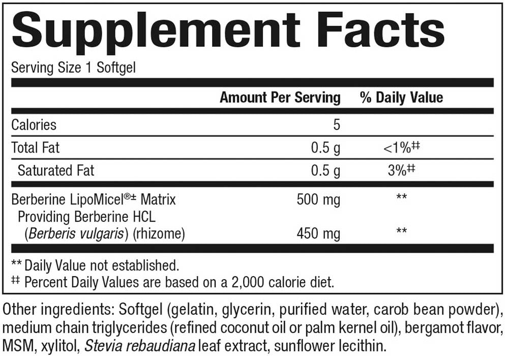 Bioclinic Naturals Berberine LipoMicel Matrix Ingredients