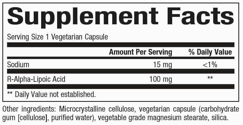 Bioclinic Naturals R-Alpha-Lipoic Acid Ingredients