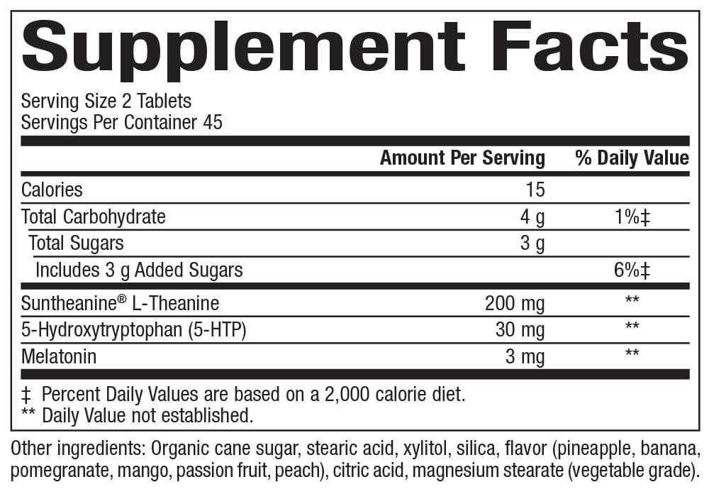 Bioclinic Naturals Somno-Pro Tropical Breeze Chewable Ingredients
