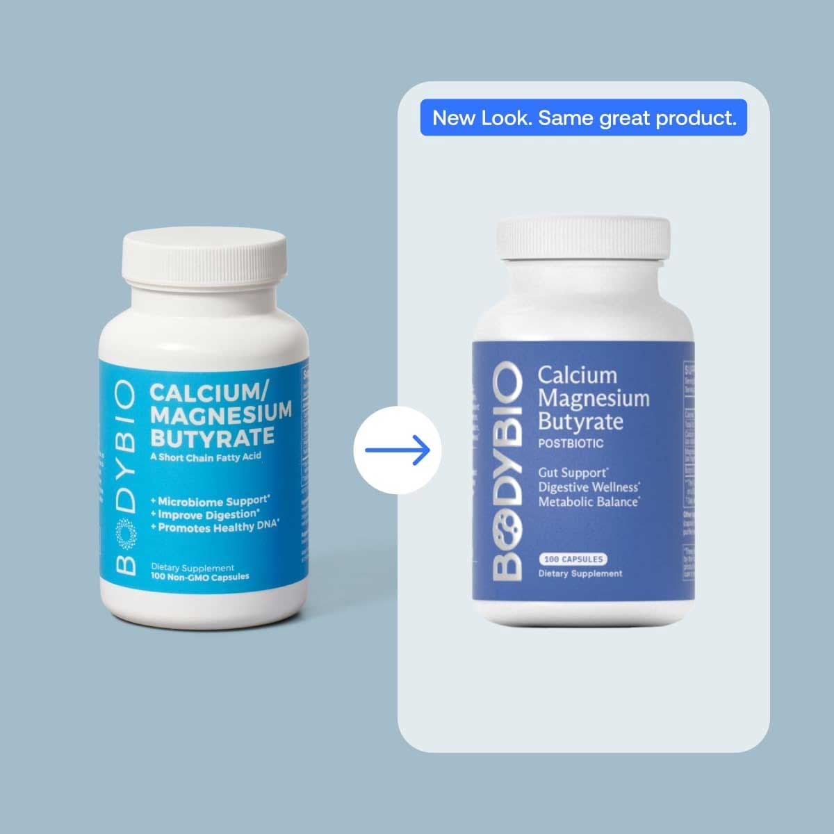 BodyBio Calcium Magnesium Butyrate New Look