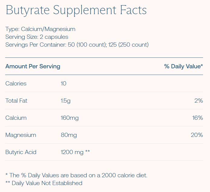BodyBio Calcium Magnesium Butyrate Ingredients