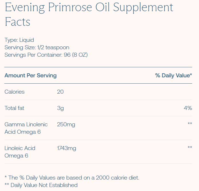 BodyBio Evening Primrose Oil (liquid) Ingredients