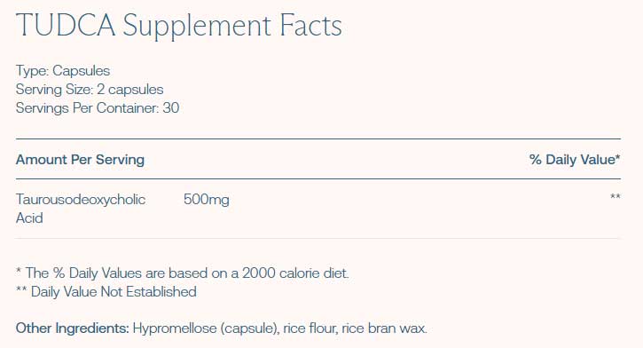 BodyBio TUDCA Ingredients