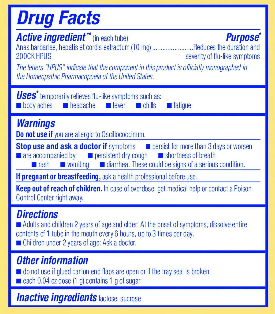 Boiron Homeopathics Oscillococcinum Ingredients