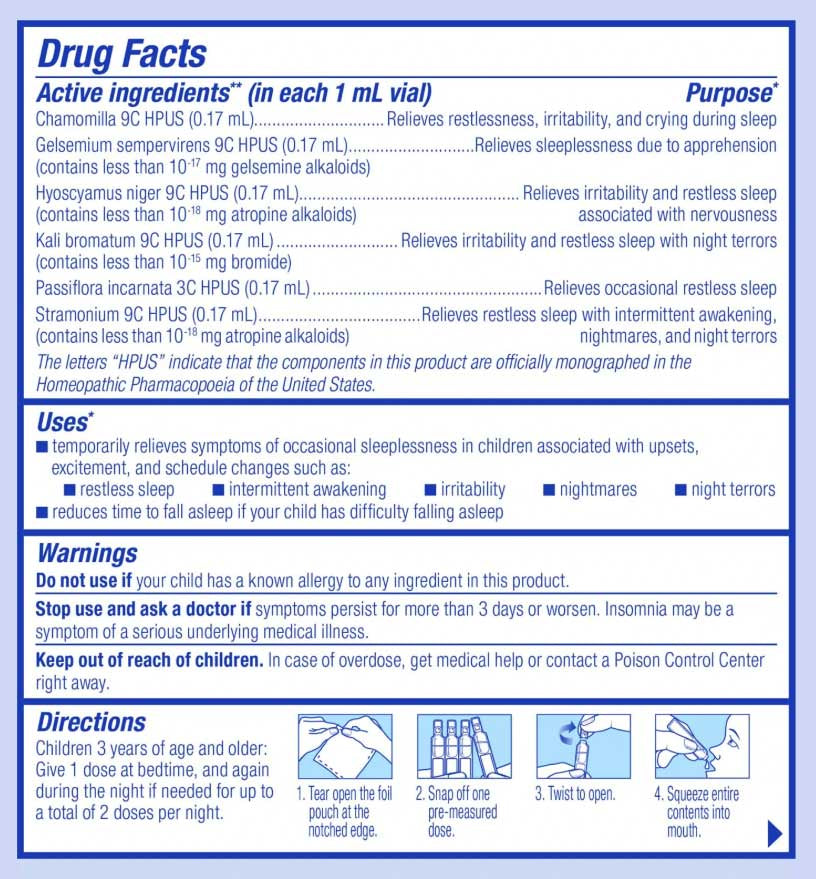 Boiron Homeopathics SleepCalm Kids Ingredients