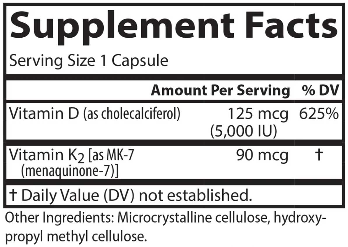 Carlson Labs Super D3 + K2 Ingredients