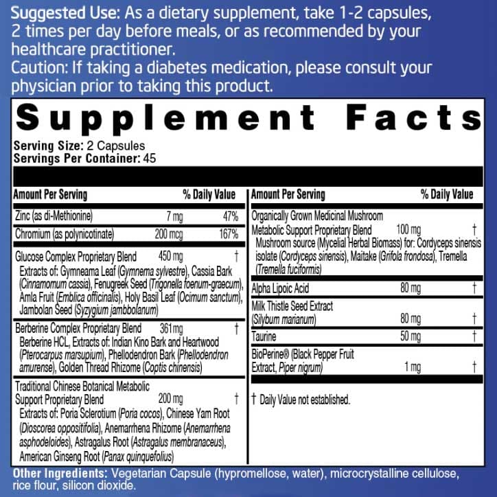 Clinical Synergy Professional Formulas Advanced Glucose Support Ingredients