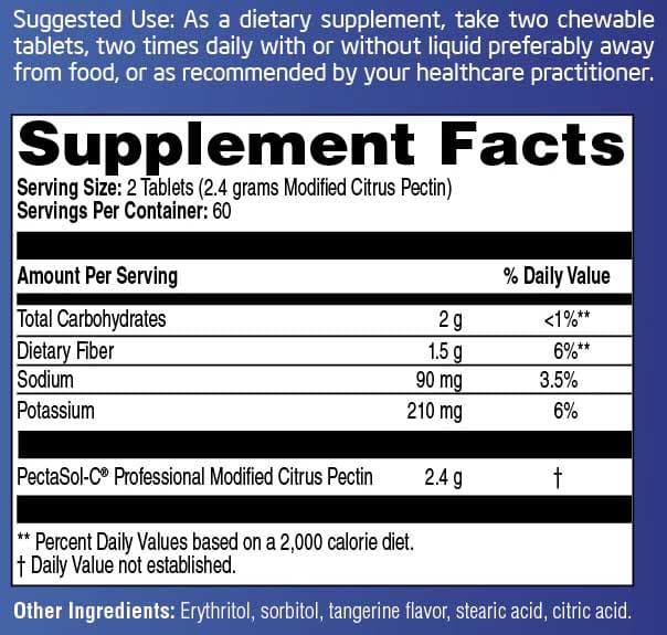 Clinical Synergy Professional Formulas PectaSol-C Professional Tangerine Chewable Ingredients