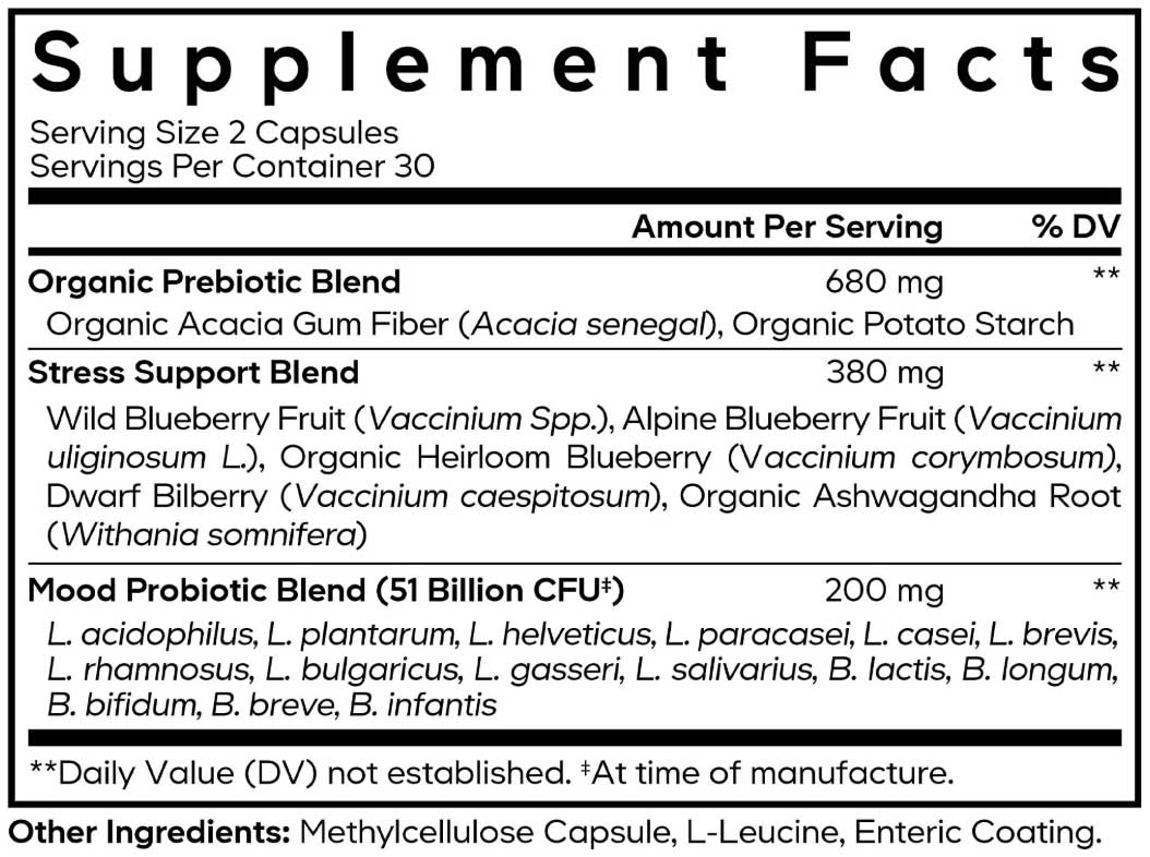 Codeage Amen Mood Probiotic+ 51 Billion CFU Ingredients