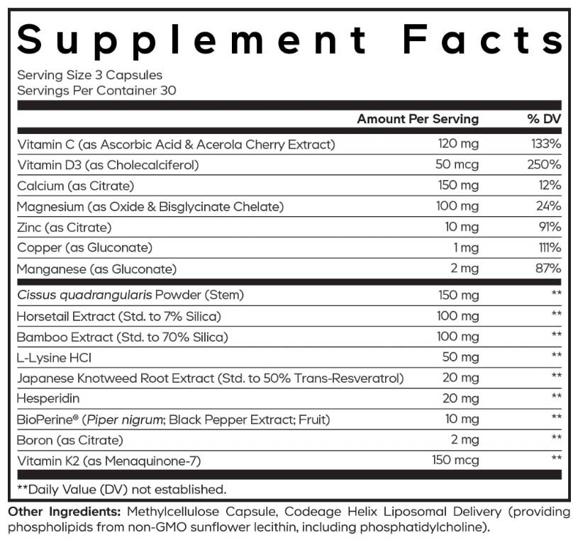 Codeage Bones Vitamins+ Ingredients