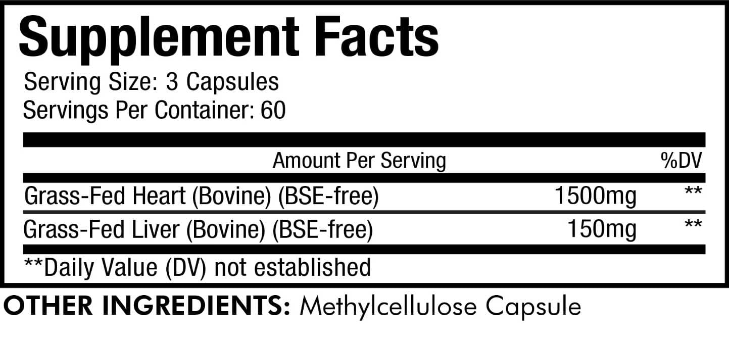 Codeage Grass-Fed Beef Heart Ingredients