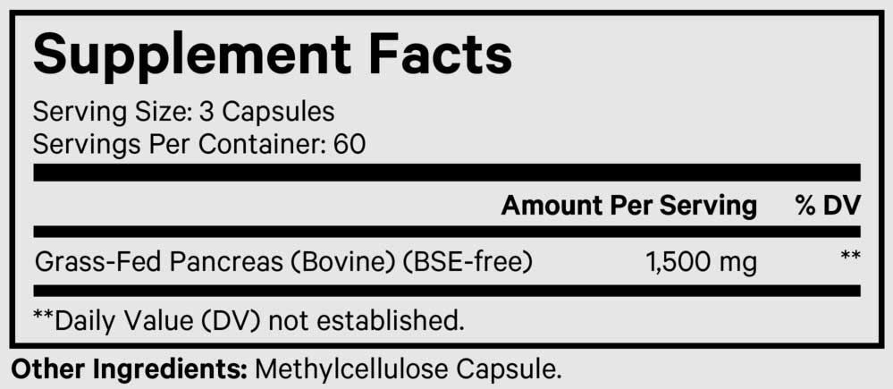 Codeage Grass-Fed Beef Pancreas Ingredients