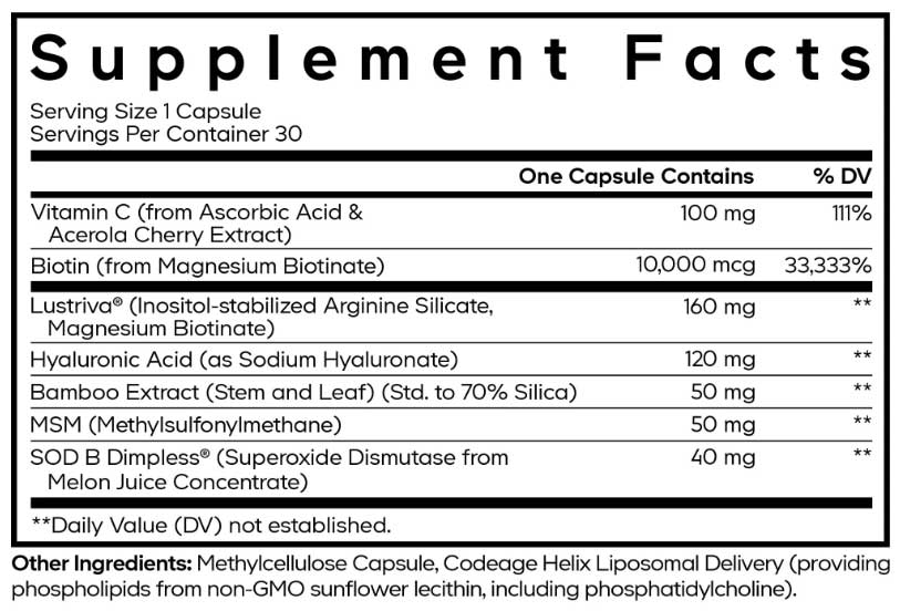 Codeage Hair Growth + Smooth Skin Max Ingredients