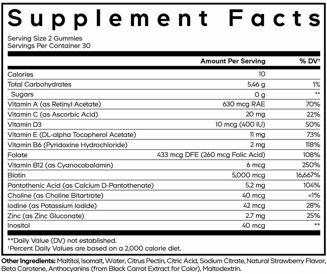 Codeage Hair Gummies Ingredients