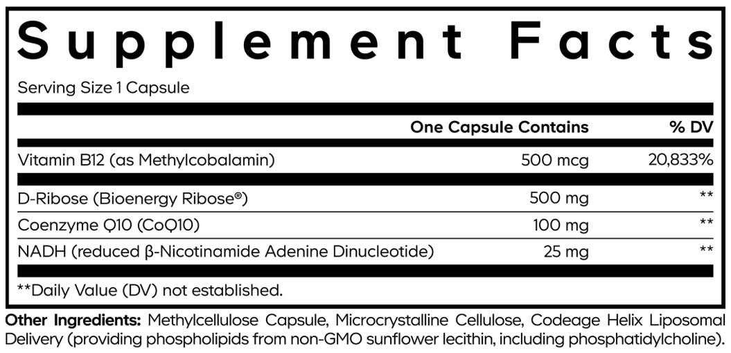 Codeage Liposomal NADH Ingredients