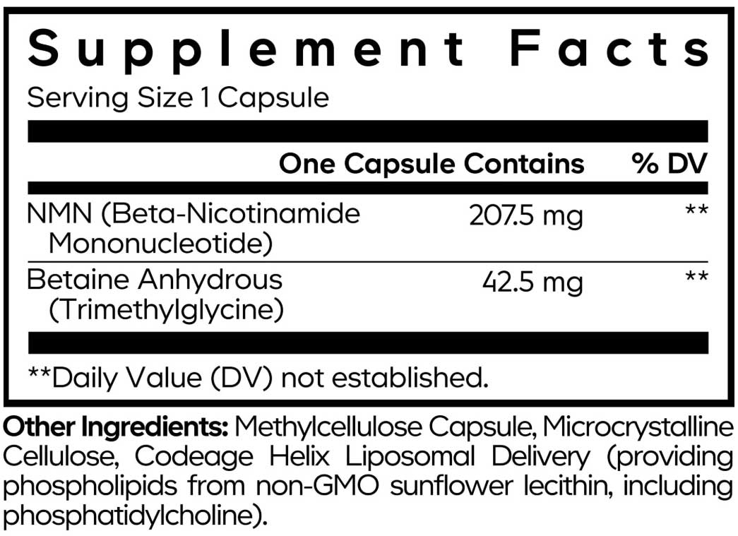 Codeage Liposomal NMN Ingredients