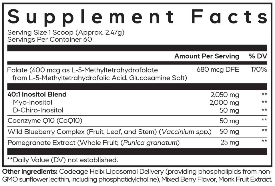 Codeage Liposomal Ovarian Inositol+ Ingredients