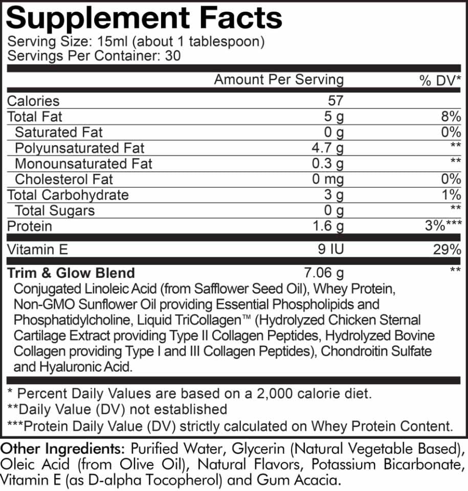 Codeage Liquid Collagen Trim & Glow Ingredients