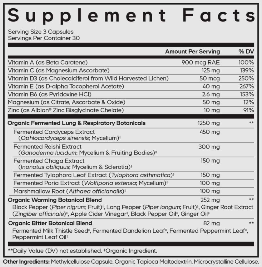 Codeage Lungs Vitamins+ Ingredients