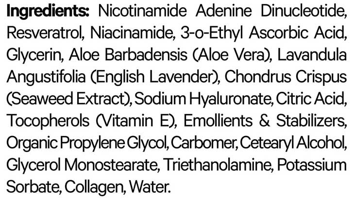 Codeage Maison Rouge NAD+ Face Serum (Formerly Codeage Eternal Platinum Nad Serum) Ingredients