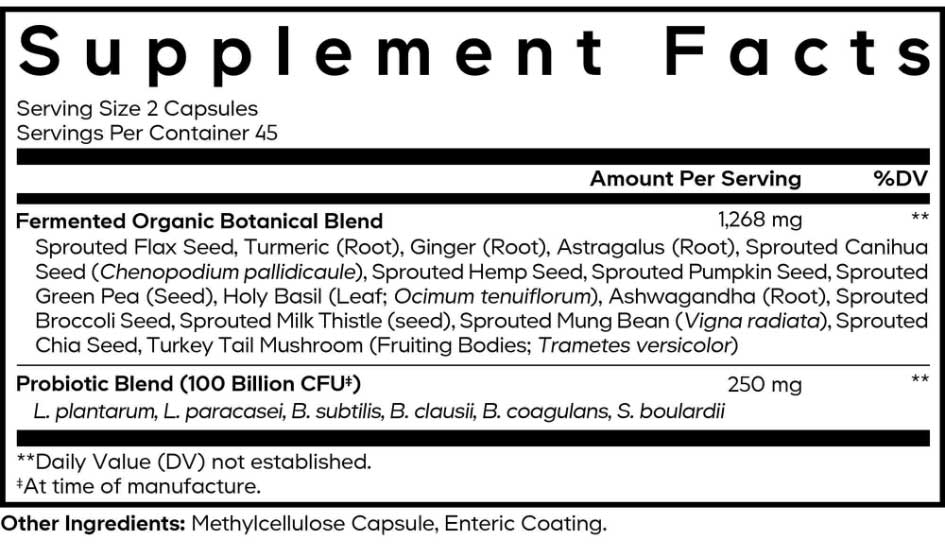 Codeage SBO Probiotic+ 100 Billion CFU Ingredients