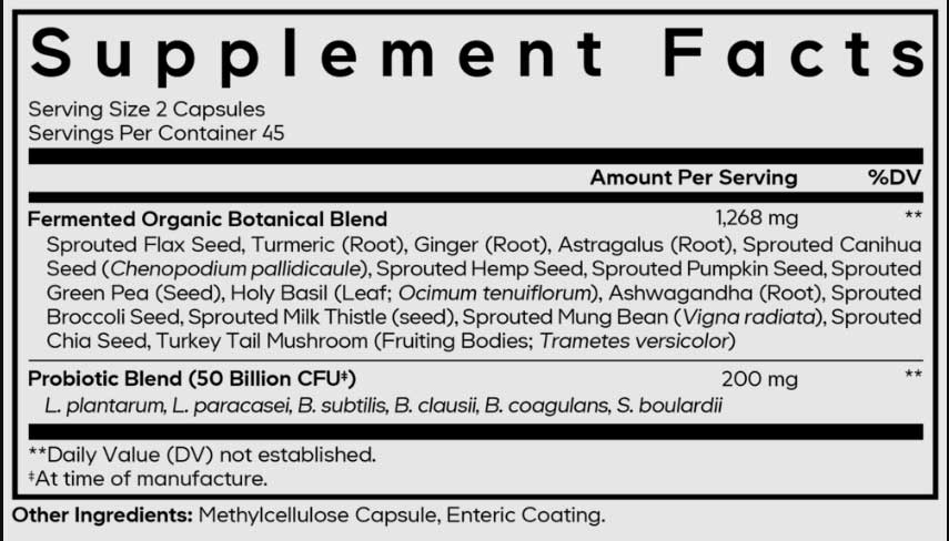 Codeage SBO Probiotic+ 50 Billion CFU Ingredients