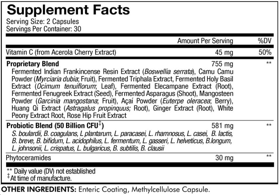 Codeage Skin Probiotic+ Ingredients
