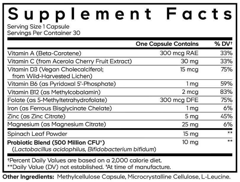Codeage Teen Multivitamin Ingredients