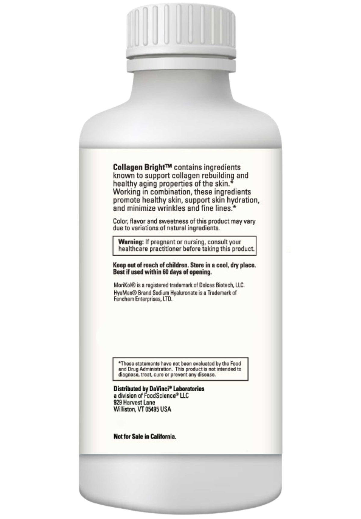 DaVinci Labs Collagen Bright Mint Chocolate Back