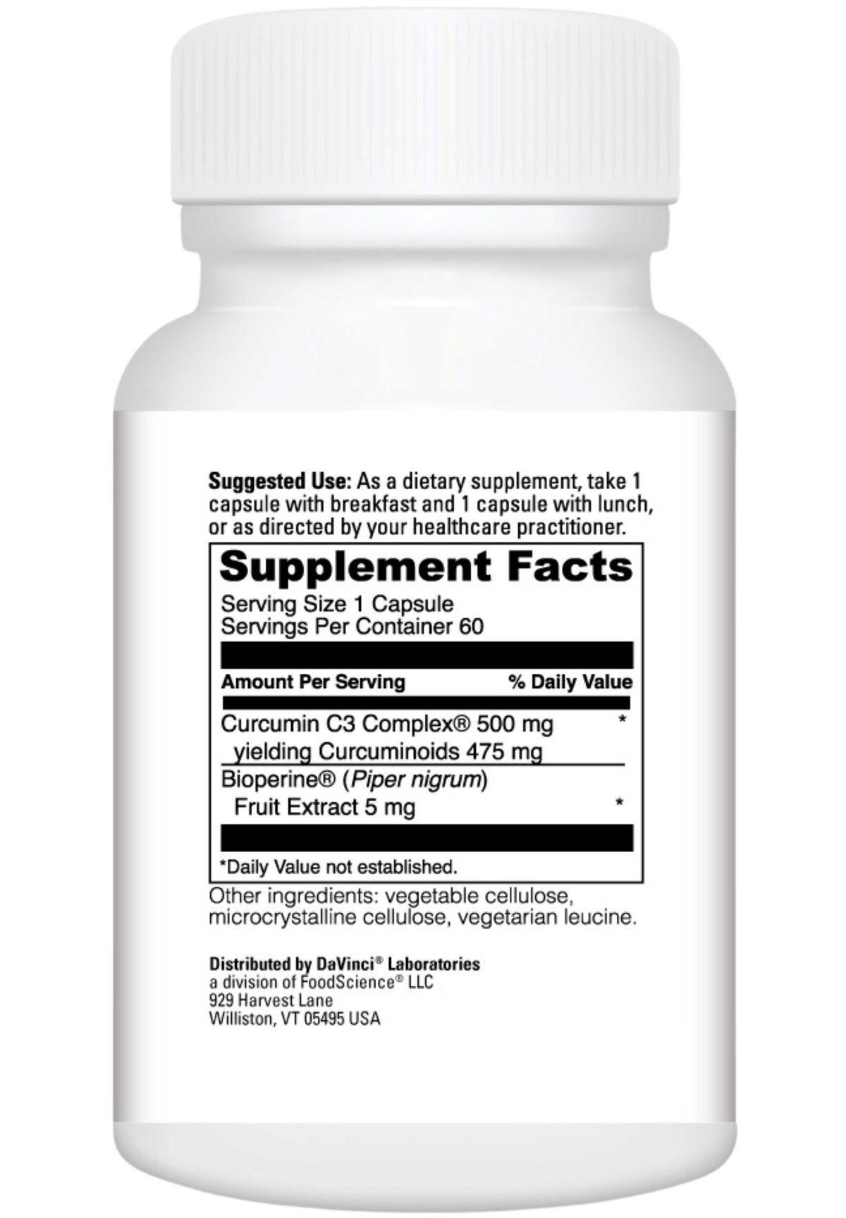 DaVinci Labs Curcumin C3 Complex Ingredients
