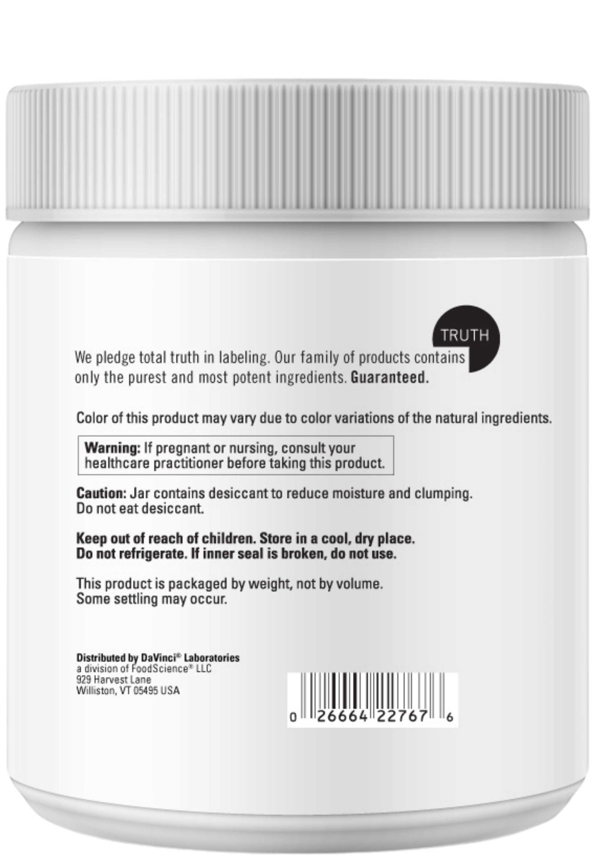 DaVinci Labs Effervescent Magnesium Citrate Back