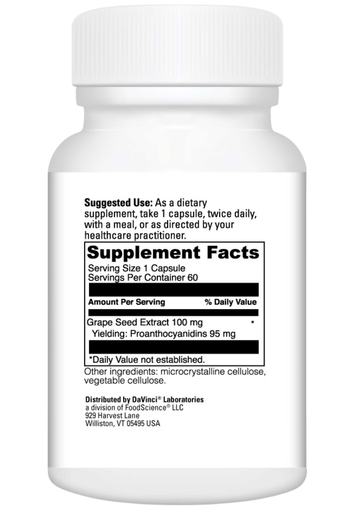 DaVinci Labs Grape Seed-100 Ingredients