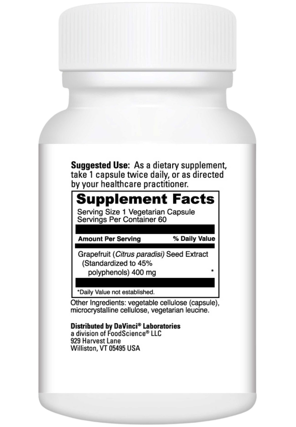 DaVinci Labs Grapefruit Seed Extract Ingredients